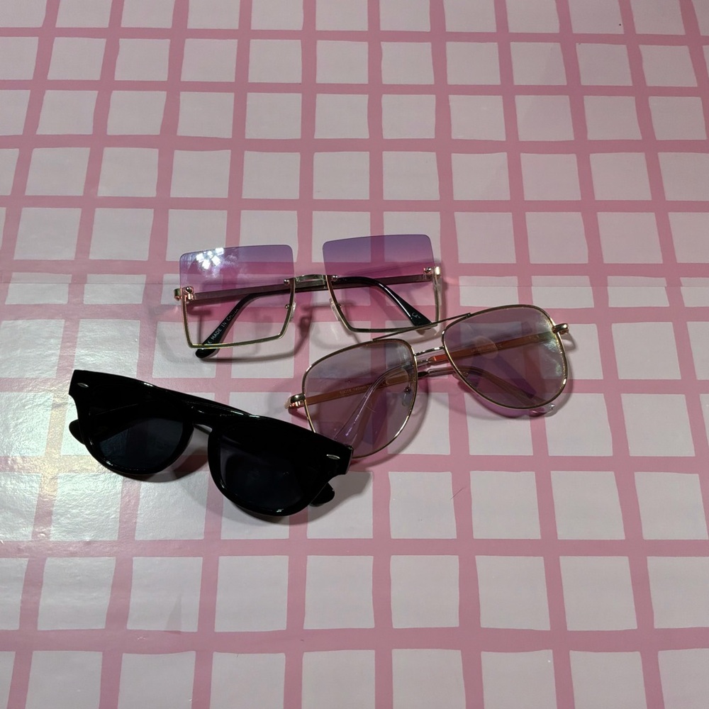 Bundle of Sunglasses Trio - Black, Purple/pink